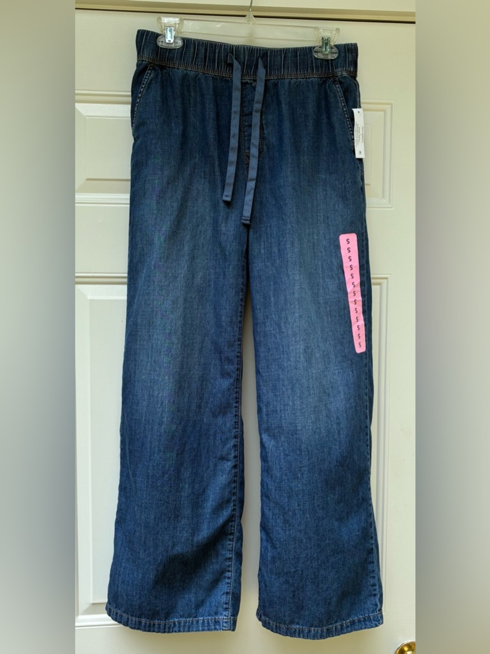 Nine West Womens Relaxed Fit Lightweight Wide Leg Denim Jeans Sz S Drawstring